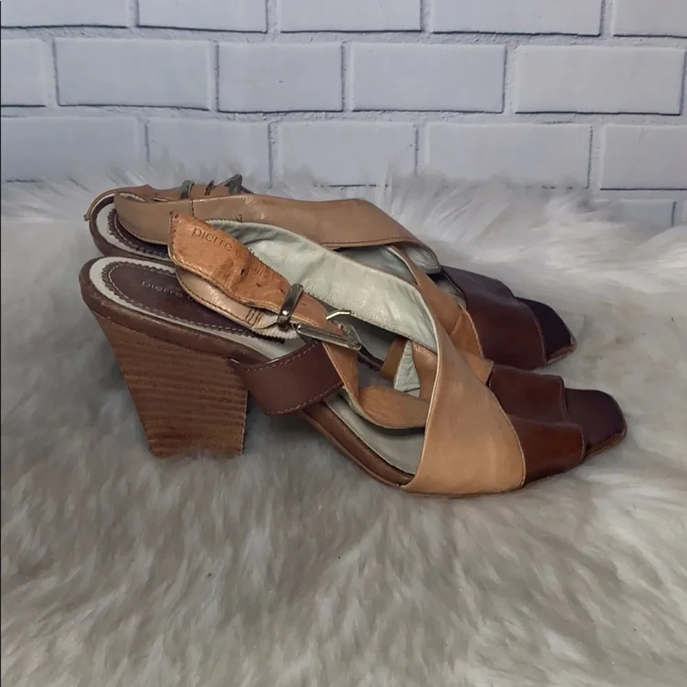 Pierre Cardin Tanrown Leather‎ Sandals Sz 37/7